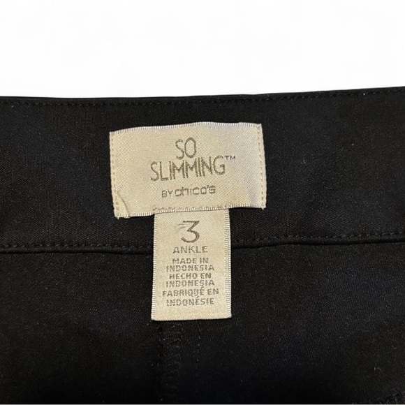 Chico’s So Slimming Pants 3 Ankle Black Stretch Cotton Blend Trousers Workwear - Picture 6 of 7